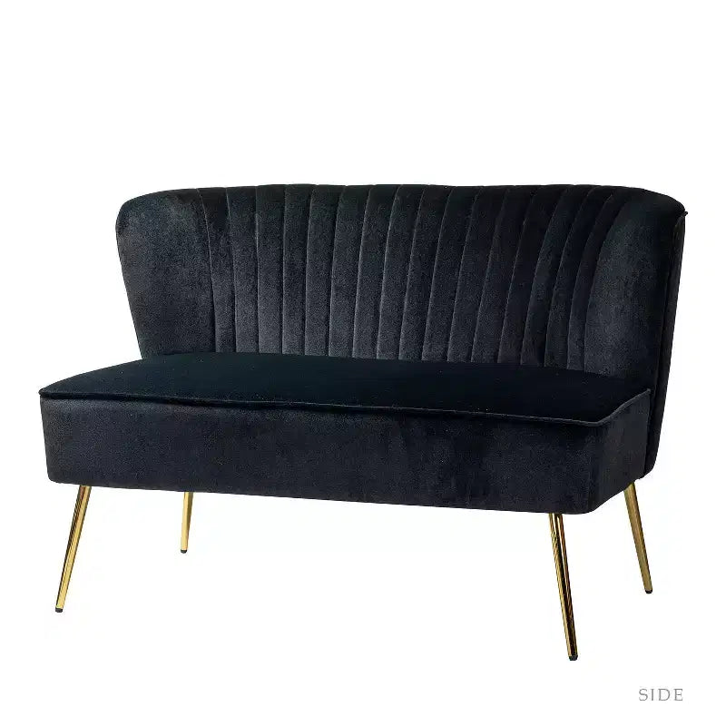 Causeuse en velours Nicolas | Canapé 2 places contemporain pour salon et chambre à coucher avec dossier capitonné | Karat Home
