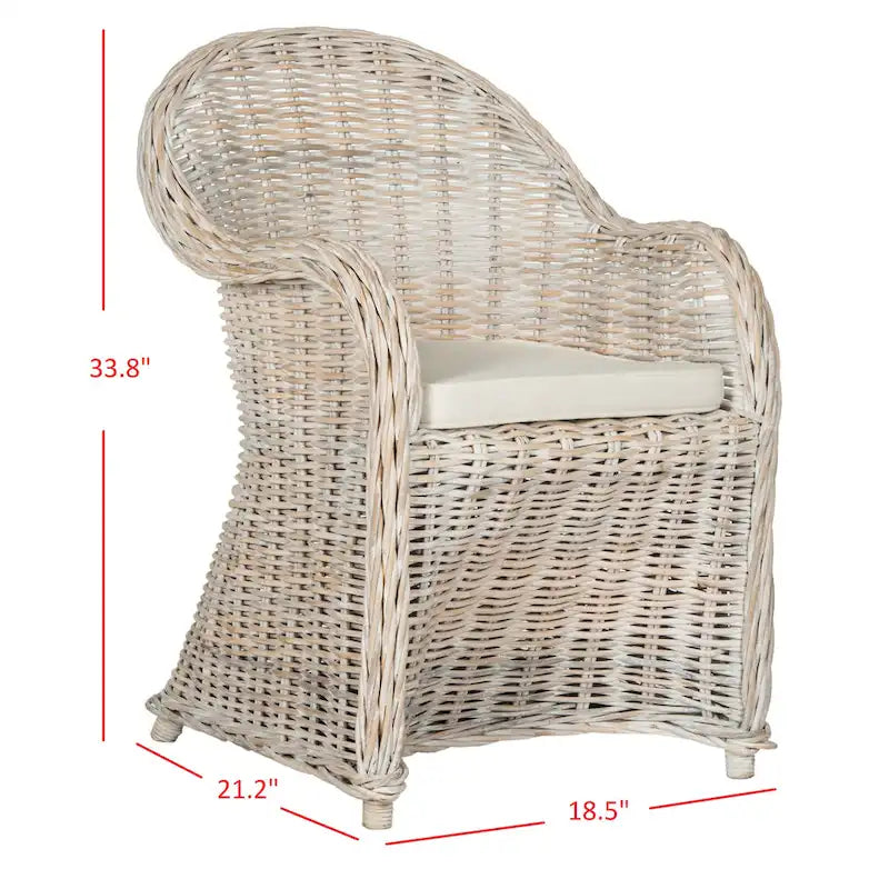 SAFAVIEH Sinja Fauteuil club en rotin jaune - 24 x 26 x 35 - 24x26x35H