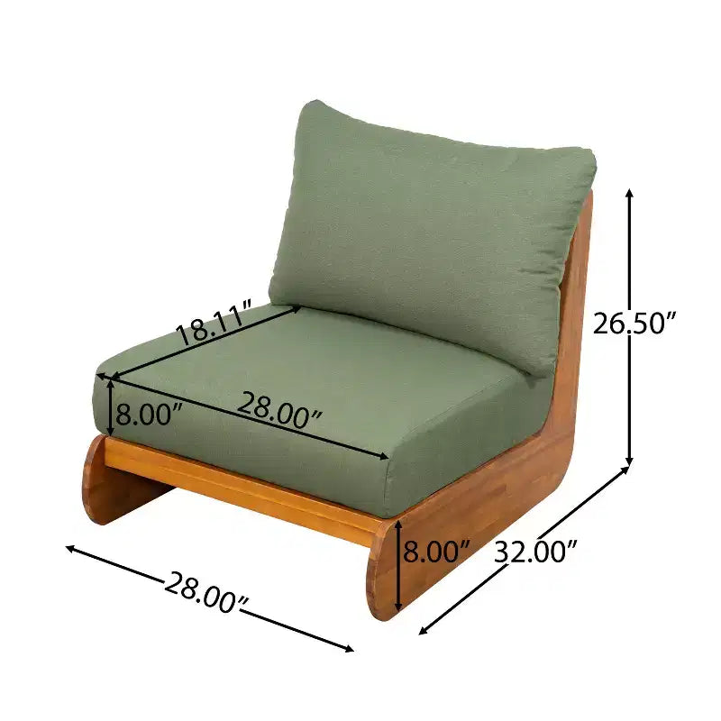 Christopher Knight Home Tavriel Mid-Century Modern Patio Acacia Wood 5-Seater Seating Set with Thick Cushions, Table Not Included