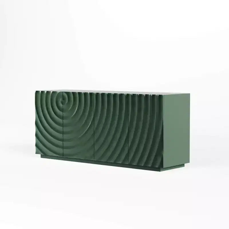 59 Modern Spiral Sideboard Buffet Cabinet, Low Profile Art Entryway Storage Cabinet with 3D Ripple Texture Doors