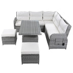 Outdoor Rattan Sectional Sofa Set with Adjustable Table & Recliners