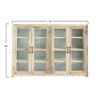 40 Tall 4-Door Reclaimed Wood and Metal Storage Cabinet with Glass Doors, Brown