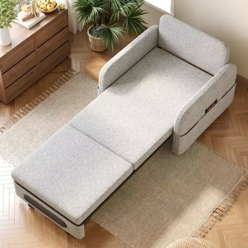 Gaoyangjiaju 3-in-1 Convertible Sleeper Chair with Storage Drawer - Pull-out Sofa Bed with Side Pocket & Pillow - Grey