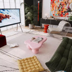 Pink Cloud-Shape Coffee Table with Ball Legs, 1-Person