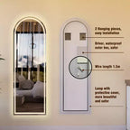 Modern Arched LED Full-Length Vanity Mirror, Dimmable Lights, Standing or Wall-Mounted Mirror for Bedroom, Makeup, Dressing Room-Panipeachy