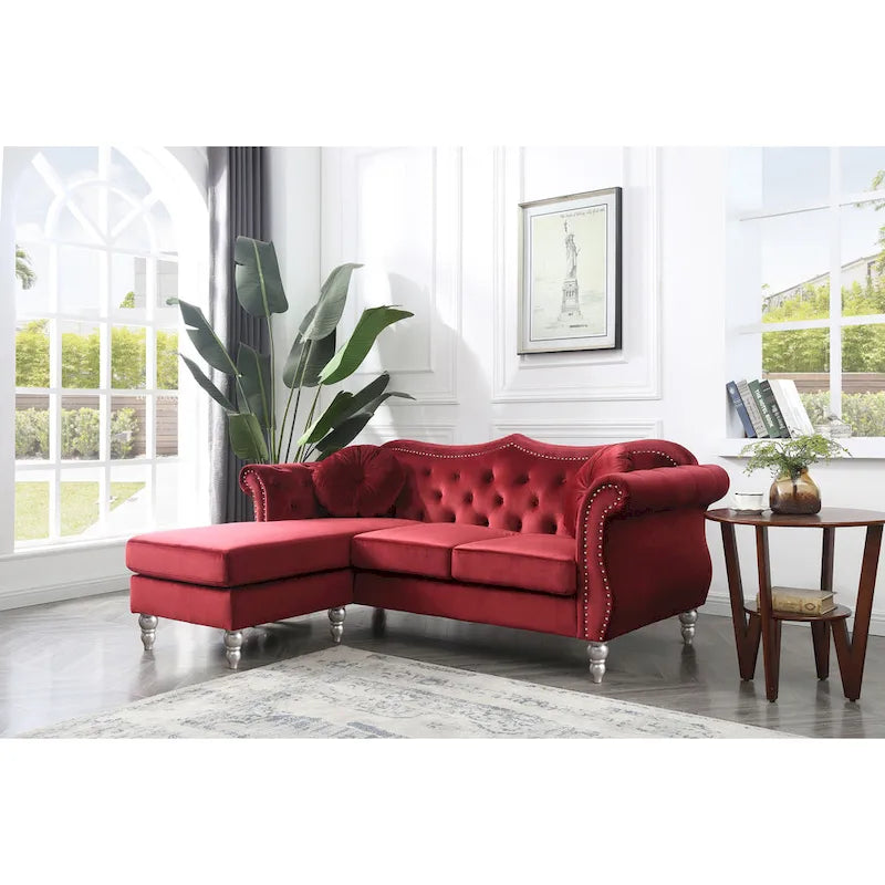 Hollywood Velvet Sofa with Reversible Chaise