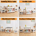 Ensemble Table d'activités 4-en-1 avec plateau amovible, table avec tiroirs et étagère, mobilier multifonctionnel pour tout-petits pour le dessin et la lecture