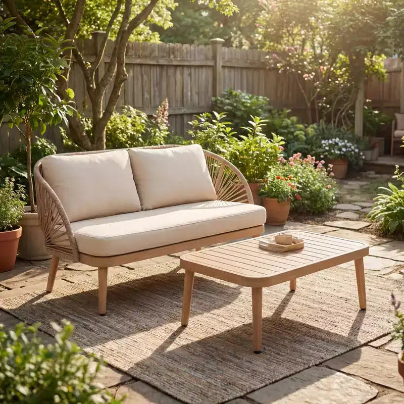 Christopher Knight Home Brixton – Ensemble de sièges de patio 2 pièces en bois d'acacia avec baignoire incurvée et table basse à lattes