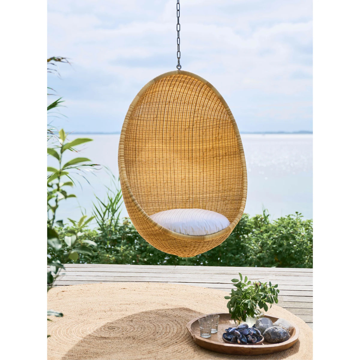 Coastal Rattan Outdoor Hanging Chair with Round - Patio