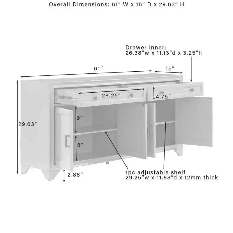 3pc Tara Sideboard and Pantry Set Distressed - Crosley