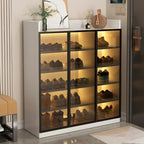 Led-lit Shoe Cabinet with Adjustable Shelves Transparent Doors