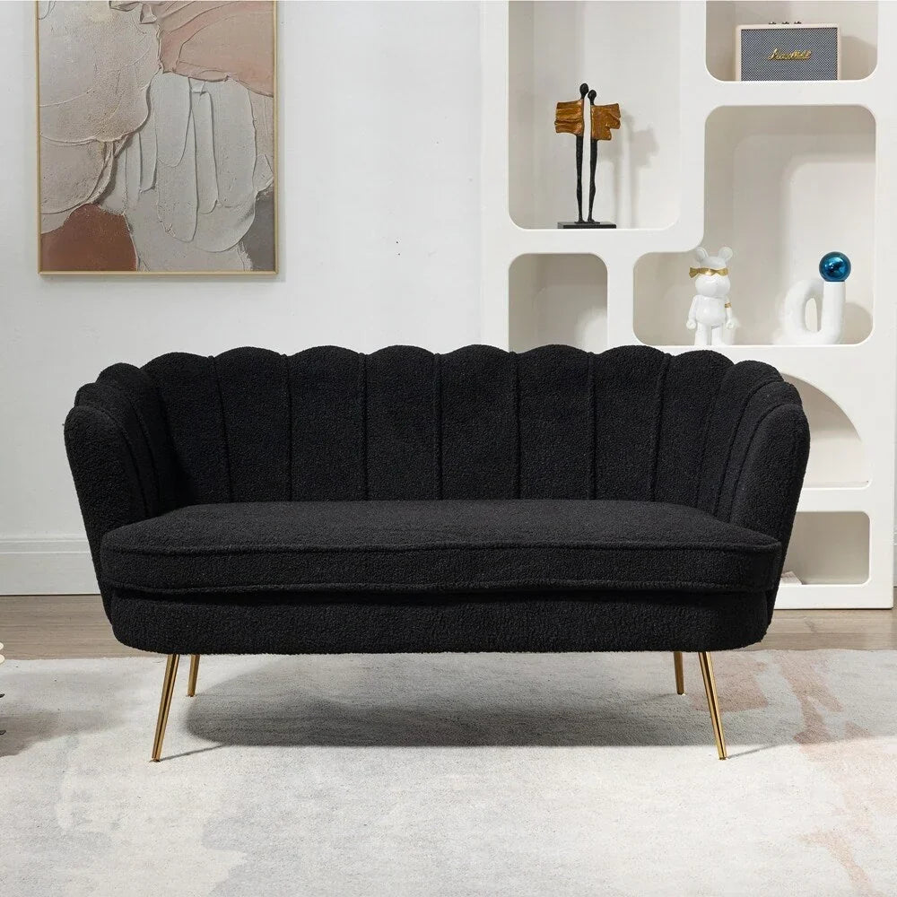 Small Mini Room Couch Two-Seater Sofa with Gold Metal Leg - 2 Seat