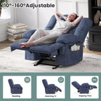 Blue Oversized Rocking Recliner Chair with Chenille Upholstery