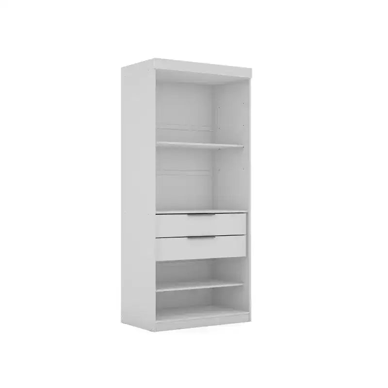 Set of 2 Mulberry 2.0 Wardrobe Closet White - Manhattan Comfort: Bedroom Storage, Hanging Rods, Modern Design