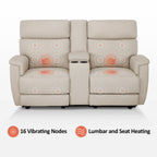 MCombo 60.2 Power Loveseat Recliner Sofa with Massage and Dual Heating, Adjustable Headrest, USB & Type C Port, Fabric