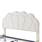 2-Pieces Bedroom Sets Full LED Platform Bed with Storage Ottoman