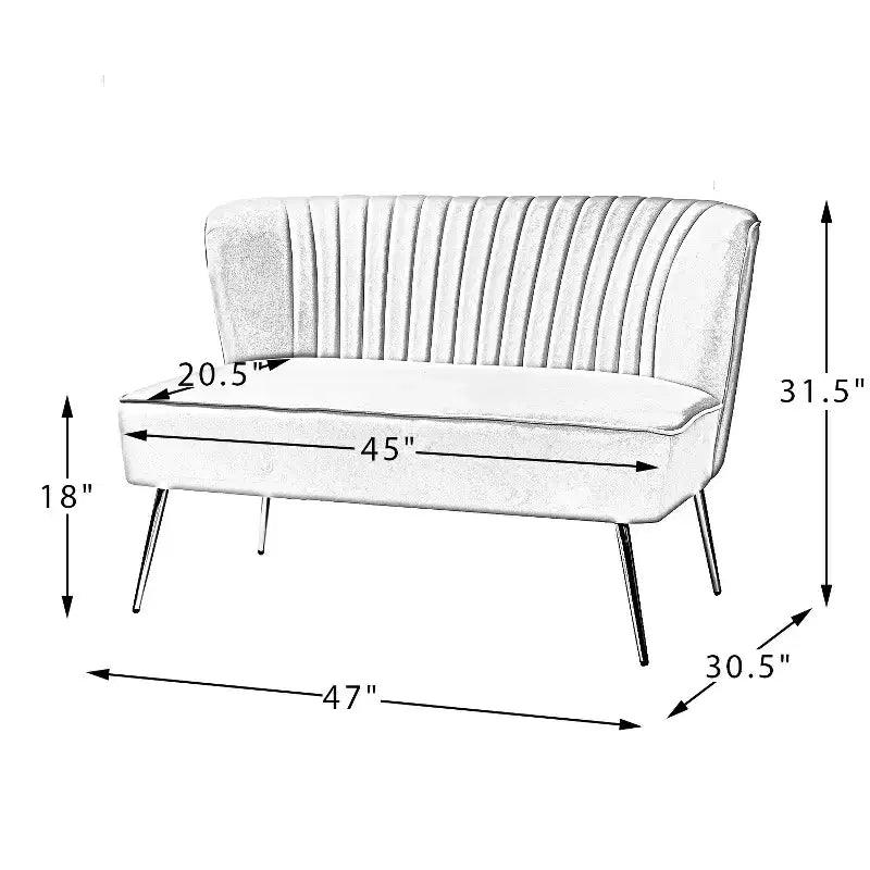 Causeuse en velours Nicolas | Canapé 2 places contemporain pour salon et chambre à coucher avec dossier capitonné | Karat Home