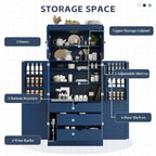 77H Freestanding Kitchen Pantry, Farmhouse Storage Cabinet with Adjustable Shelves, Door Shelves, Drawers & Wine Racks - ModernLuxe