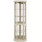 Corner Curio Cabinet with Glass Doors and Shelves, Corner Display Case for Living Room