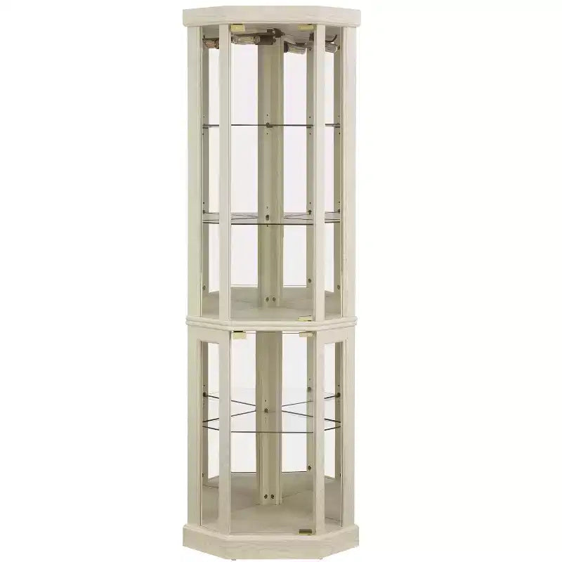 Corner Curio Cabinet with Glass Doors and Shelves, Corner Display Case for Living Room