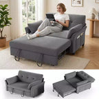 Dyonery 51 3-in-1 Sleeper Sofa Bed, Convertible Loveseat with Pull-Out Bed, Adjustable Backrest, Linen Couch