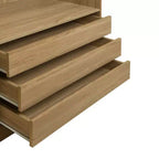Armoire de rangement Whisen sans portes en bois avec étagères et 3 tiroirs - Naturel