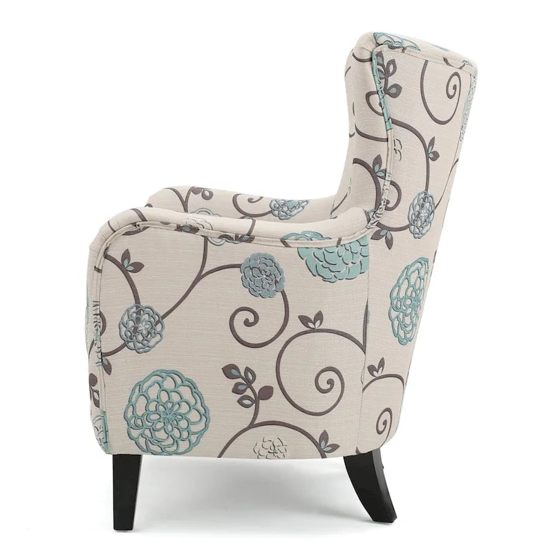 Modern Retro 30.25 High Back Upholstered Arm Chair with Wood Legs for Living Room