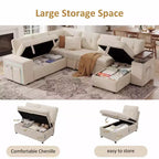 Dyonery 112 Modular Sectional Sleeper Sofa with Pull Out Bed,U-Shaped Sectional Couch with Storage,Extra Wide & Deep Seat Couches for Living Room
