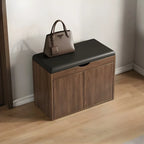 Banc de rangement à chaussures en bois massif avec coussin et étagère ouverte