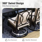 Captiva Designs 8pc Outdoor Patio Rectangle Steel Dining Table & Rattan Swivel Chairs & Beige Umbrella