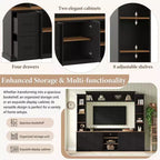 ModernLuxe 4-in-1 Farmhouse Entertainment Center Wall Unit, Fits TVs Up to 70, TV Stand Media Console w/ Adjustable Shelves & Drawers