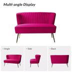 Causeuse en velours Nicolas | Canapé 2 places contemporain pour salon et chambre à coucher avec dossier capitonné | Karat Home