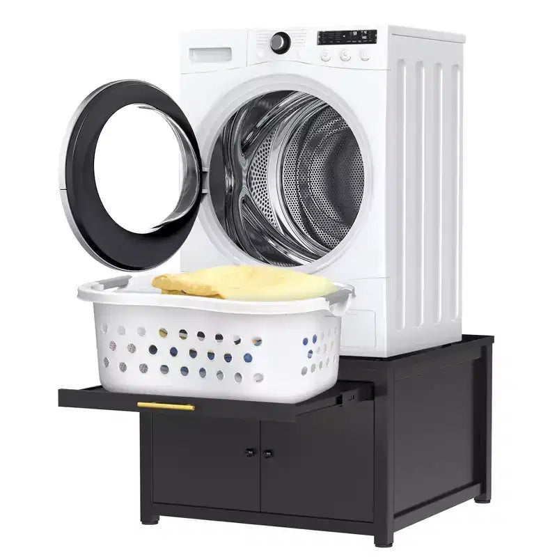Piedestal en métal renforcé noir/blanc pour laveuse et sécheuse – Unité simple, anti-vibration
