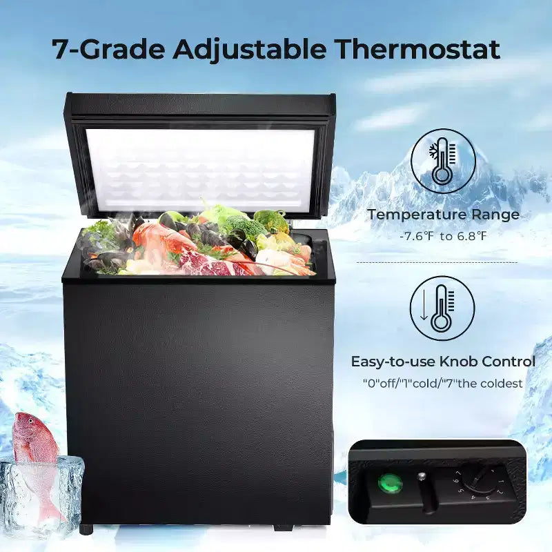 ZAFRO 1.8 Cu.ft Chest Freezer, Compact Deep Freezer with 2 Baskets & Adjustable Temp, Top Open Door for Home, Dorm,Kitchen,Bar