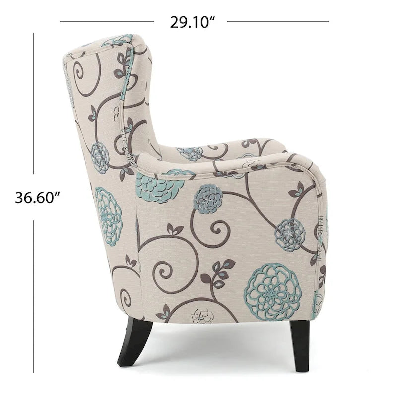 Modern Retro 30.25 High Back Upholstered Arm Chair with Wood Legs for Living Room