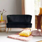 Causeuse en velours Nicolas | Canapé 2 places contemporain pour salon et chambre à coucher avec dossier capitonné | Karat Home