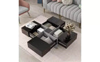Extendable Puzzle-Top Coffee Table with 4 Hidden Storage Compartments