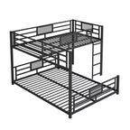 Twin over Full L-shaped Metal Bunk Bed with Ladder and Guardrail -ModernLuxe