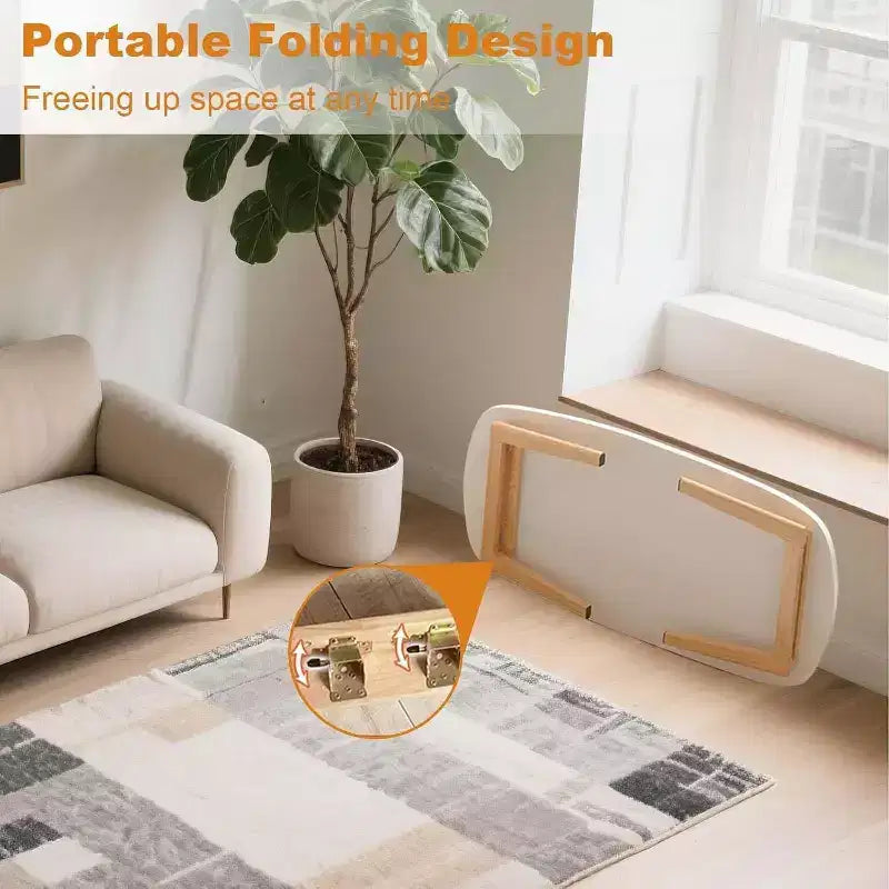 Acekool Foldable Coffee Table, Wooden Finish, Space-Saving Folding Design, 31.5x19.7x17.3, Easy Storage, Wood Grain