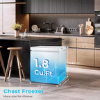 ZAFRO 1.8 Cu.ft Chest Freezer, Compact Deep Freezer with 2 Baskets & Adjustable Temp, Top Open Door for Home, Dorm,Kitchen,Bar