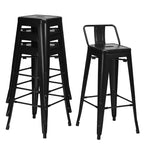 Costway Set of 4 Metal Bar Stools 30'' Bar Height Barstools Industrial W/ Low Back Steel