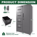 Metal Storage Vertical Filing Cabinet with Lock, Steel File Locker with 4 Drawers
