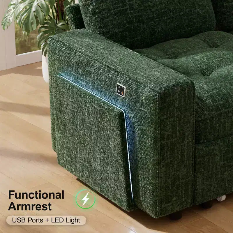 Dyonery 7-seater reclining sofa, modular sofa, side table with hidden storage, rechargeable