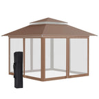 Outsunny 12 x 12 Pop Up Canopy Sun Shade Instant Tent Folding with Mesh Sidewall Netting, 3-Level Adjustable Height