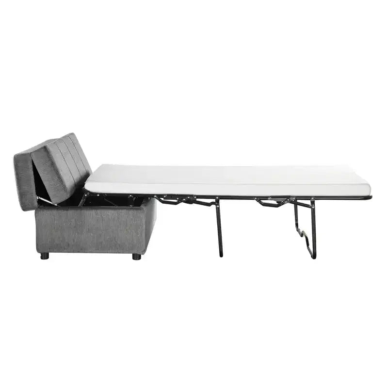 Twin Size Convertible Ottoman Sleeper Bed with Mattress - Space-Saving Guest Bed for Living Room & Apartment