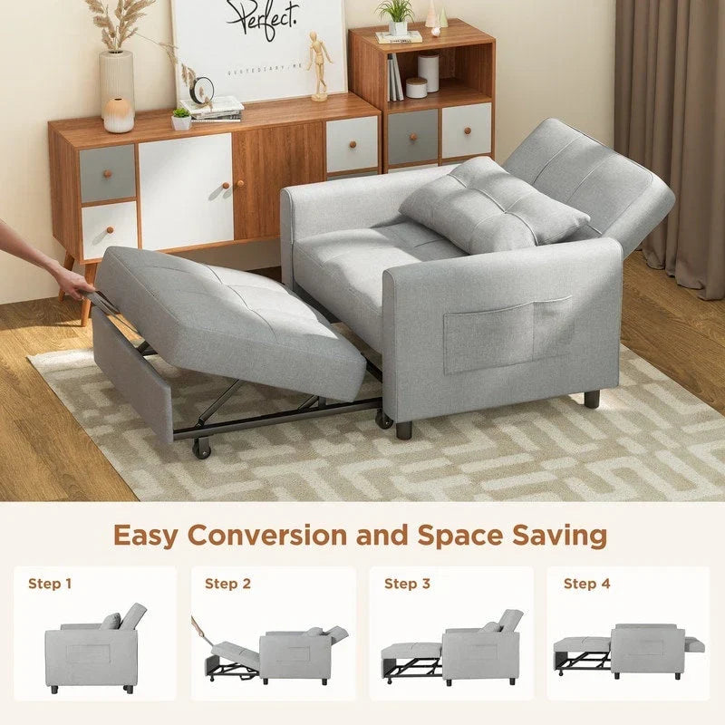 3-in-1 Adjustable Sleeper Sofa Bed, Pull Out Chair Sofa, Convertible Folding Bed for Living Room