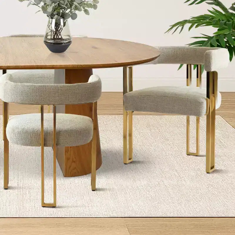 3-in-1 Oval Extendable Dining Table Set with 6 Chenille Upholstered Chairs Featuring Gold Metal Legs, Versatile Dining Furniture-Panipeachy