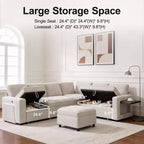 Dyonery 7-seater reclining sofa, modular sofa, side table with hidden storage, rechargeable