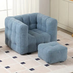HOMEFUN Fauteuil d'appoint moderne capitonné en tissu bouclé avec ottoman