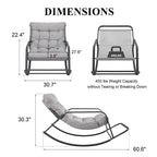 Fauteuil à bascule surdimensionné, transat d'extérieur très large de 204 kg avec coussins résistants à l'eau